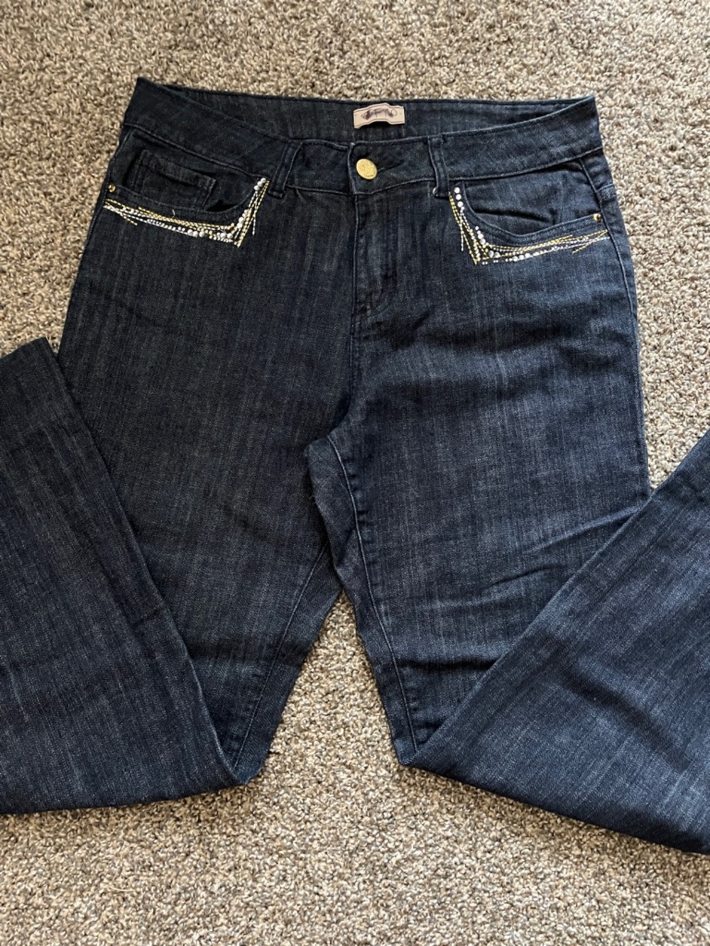 FYLO Dark Blue Jeans with Rhinestone Trim